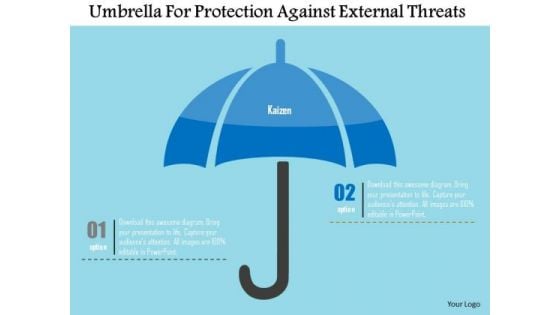 Business Diagram Umbrella For Protection Against External Threats Presentation Template