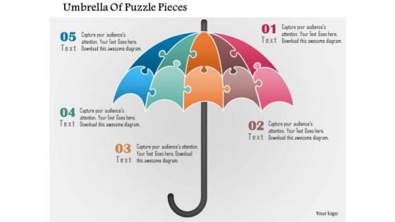 Business Diagram Umbrella Of Puzzle Pieces Presentation Template