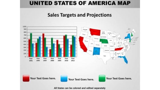 Business Diagram Usa Country Maps Strategic Management