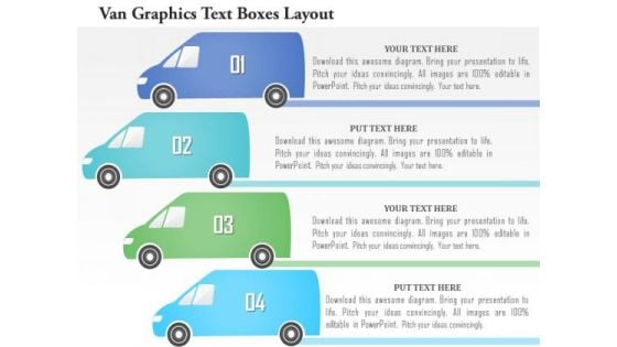 Business Diagram Van Graphics Text Boxes Layout Presentation Template