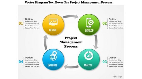 Business Diagram Vector Diagram Text Boxes For Project Management Process Presentation Template