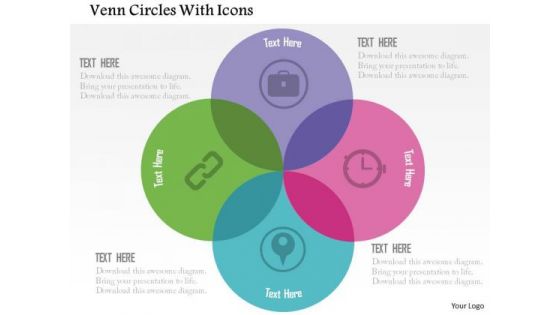 Business Diagram Venn Circles With Icons Presentation Template