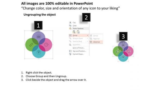 Business Diagram Venn Circles With Icons Presentation Template