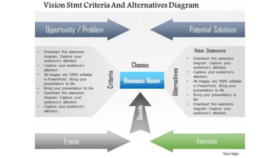 Business Diagram Vision Stmt Criteria And Alternatives Diagram Presentation Template