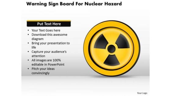 Business Diagram Warning Sign Board For Nuclear Hazard Presentation Template