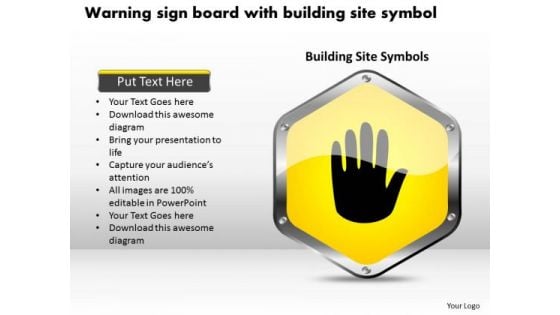 Business Diagram Warning Sign Board With Building Site Symbol Presentation Template