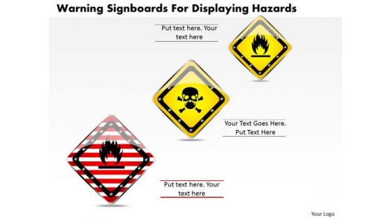 Business Diagram Warning Signboards For Displaying Hazards Presentation Template