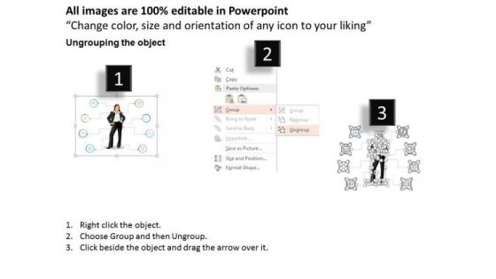 Business Diagram Woman Silhouette With Various Icons Presentation Template