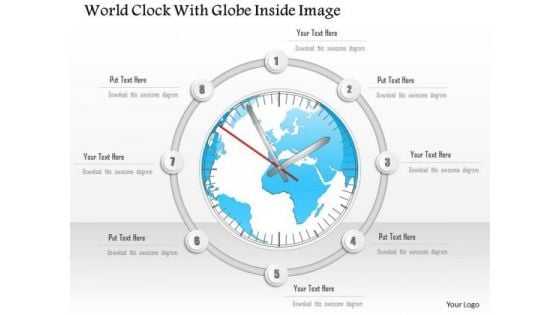 Business Diagram World Clock With Globe Inside Image Presentation Template