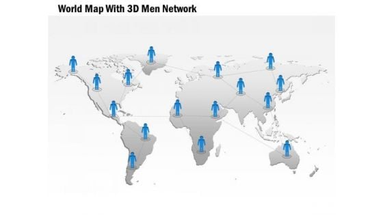 Business Diagram World Map With 3d Men Network Presentation Template