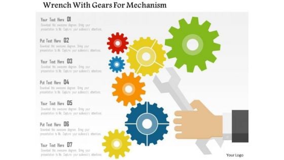 Business Diagram Wrench With Gears For Mechanism Presentation Template