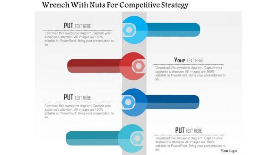 Business Diagram Wrench With Nuts For Competitive Strategy Presentation Template