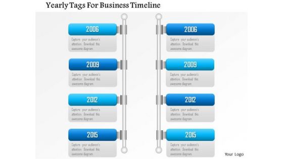 Business Diagram Yearly Tags For Business Timeline Presentation Template