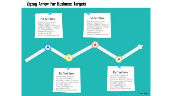 Business Diagram Zigzag Arrow For Business Targets Presentation Template