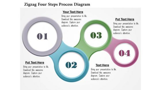 Business Diagram Zigzag Four Steps Process Diagram Presentation Template