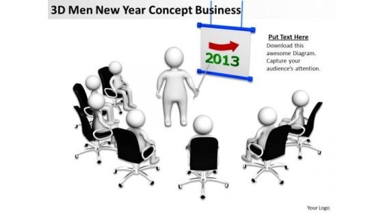 Business Diagrams 3d Men New Year Concept World PowerPoint Templates Slides