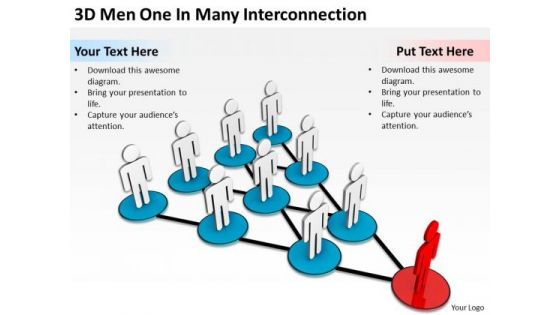 Business Diagrams 3d Men One Many Interconnection PowerPoint Slides