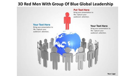 Business Diagrams 3d Red Men With Group Of Blue Global Leadership PowerPoint Slides