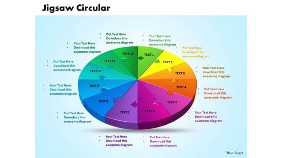 Business Diagrams PowerPoint Templates Business 3d Jigsaw Circular Pie Chart Ppt Slides