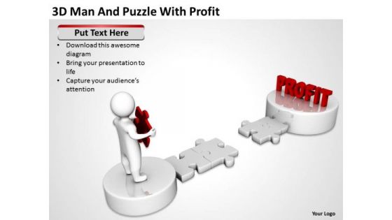 Business Diagrams Templates 3d Man And Puzzle With Profit PowerPoint