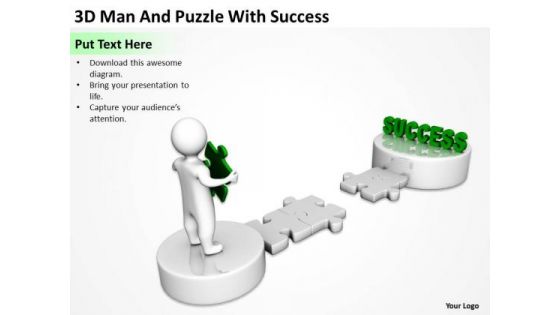 Business Diagrams Templates 3d Man And Puzzle With Success PowerPoint