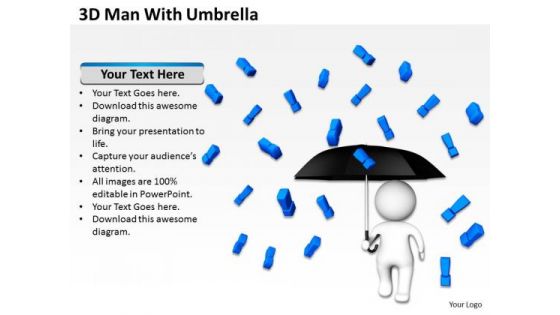 Business Diagrams Templates 3d Man With Umbrella PowerPoint Ppt Backgrounds For Slides