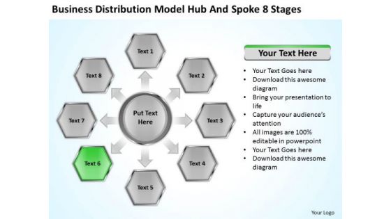 Business Distribution Model Hub And Spoke 8 Stages Ppt Plan PowerPoint Slides