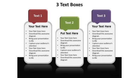 Business Editable PowerPoint Templates Business 3 Text Boxes Ppt Slides