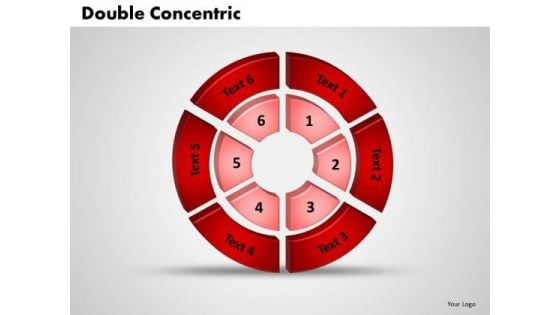 Business Editable PowerPoint Templates Business 3d Double Concentric Rings Pieces Ppt Slides