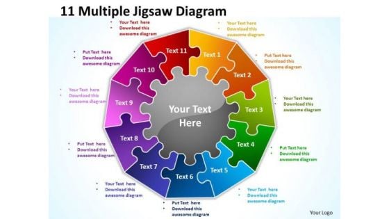 Business Finance Strategy Development 11 Multiple Jigsaw Diagram Business Diagram