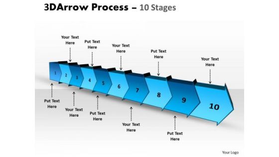 Business Finance Strategy Development 3d Arrow Process 10 Stages Strategy Diagram