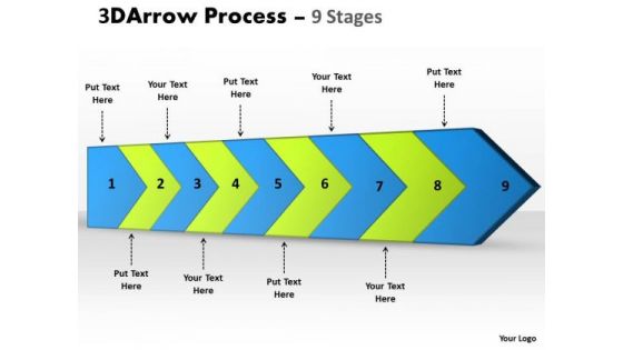 Business Finance Strategy Development 3d Arrow Process 9 Stages Marketing Diagram