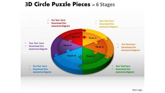 Business Finance Strategy Development 3d Circle Puzzle Diagram 6 Stages Business Diagram