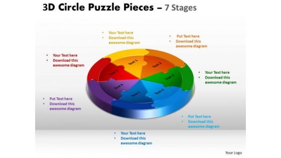 Business Finance Strategy Development 3d Circle Puzzle Diagram 7 Stages Sales Diagram