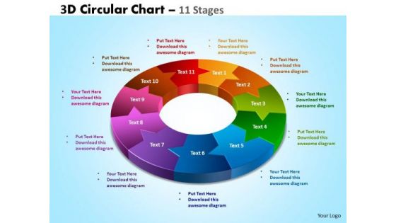 Business Finance Strategy Development 3d Circular Chart 11 Stages Business Diagram