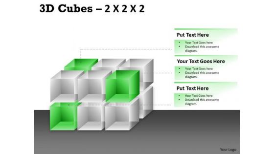 Business Finance Strategy Development 3d Cubes 2x2x3 Sales Diagram
