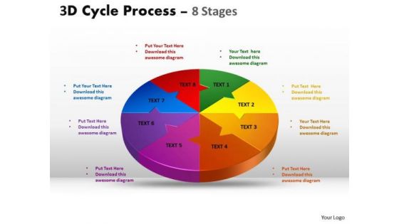 Business Finance Strategy Development 3d Cycle Process Flow Chart 8 Stages Strategy Diagram