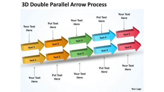 Business Finance Strategy Development 3d Double Parallel Arrow Process Strategy Diagram