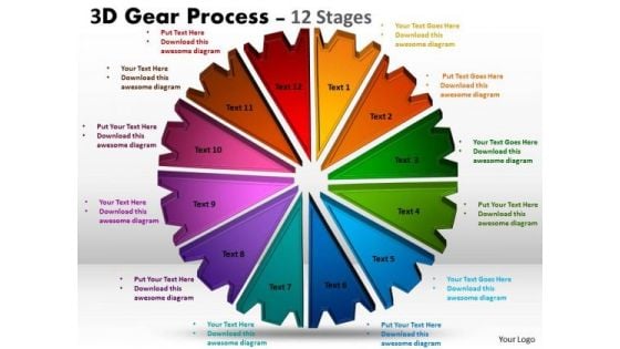 Business Finance Strategy Development 3d Gear Process 12 Stages Marketing Diagram