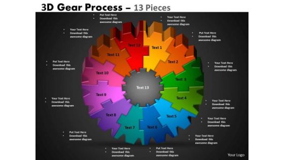 Business Finance Strategy Development 3d Gear Process 13 Pieces Style Marketing Diagram