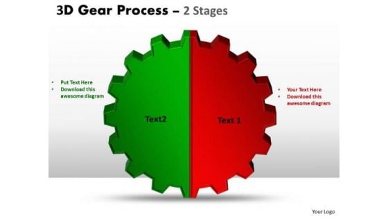 Business Finance Strategy Development 3d Gear Process 2 Stages Sales Diagram