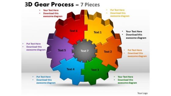 Business Finance Strategy Development 3d Gear Process 7 Pieces Sales Diagram