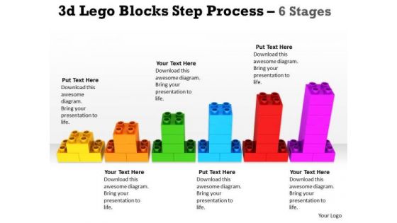 Business Finance Strategy Development 3d Lego Blocks Step Process 6 Stages Business Diagram