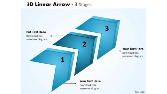 Business Finance Strategy Development 3d Linear Arrow 3 Stages Business Diagram