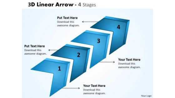 Business Finance Strategy Development 3d Linear Arrow 4 Stages Sales Diagram