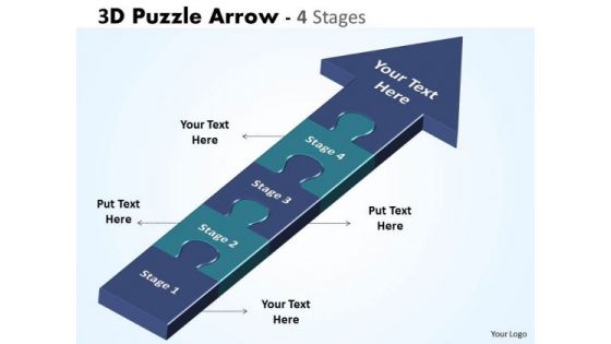 Business Finance Strategy Development 3d Puzzle Arrow 4 Stages Sales Diagram