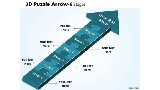 Business Finance Strategy Development 3d Puzzle Arrow 6 Stages Sales Diagram
