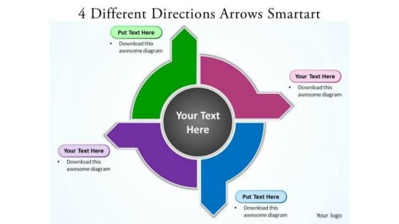 Business Finance Strategy Development 4 Different Directions Arrows Smartart Sales Diagram