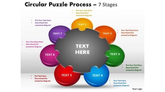 Business Finance Strategy Development 7 Stages Circular Puzzle Process Business Diagram