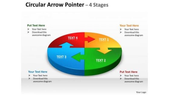 Business Finance Strategy Development Circular Arrow Pointer 4 Stages Sales Diagram